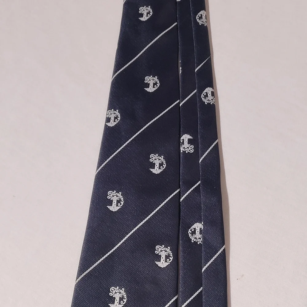 Gelfer Ltd Glasgow Turnberry Lighthouse Navy Blue Striped Mens Tie 3.25